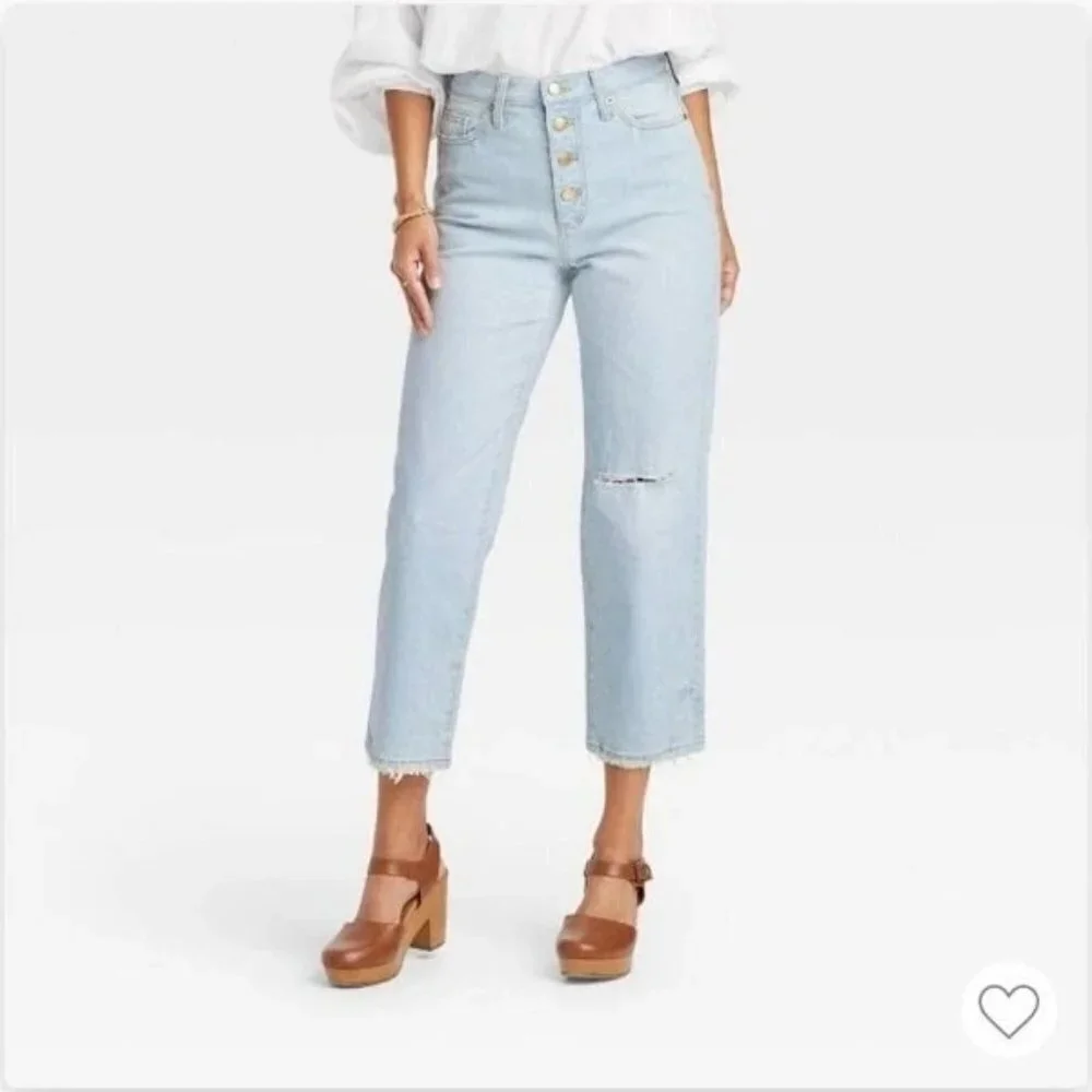 Universal Thread Vintage Straight Stretch Button Fly Jeans Size 14 Ankle Length - Picture 1 of 13